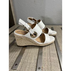 Abella White Wedge Sandals